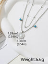 Wholesale Jewelry Simple Style Shiny Four Leaf Clover Heart Shape Flower 304 Stainless Steel Turquoise Shell Zircon 18K Gold Plated Inlay Necklace