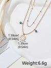 Wholesale Jewelry Simple Style Shiny Four Leaf Clover Heart Shape Flower 304 Stainless Steel Turquoise Shell Zircon 18K Gold Plated Inlay Necklace