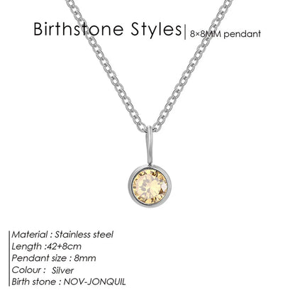 Wholesale Jewelry Simple Style Shiny Round 304 Stainless Steel Rhinestones Inlay Pendant Necklace