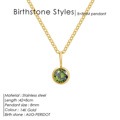 Wholesale Jewelry Simple Style Shiny Round 304 Stainless Steel Rhinestones Inlay Pendant Necklace