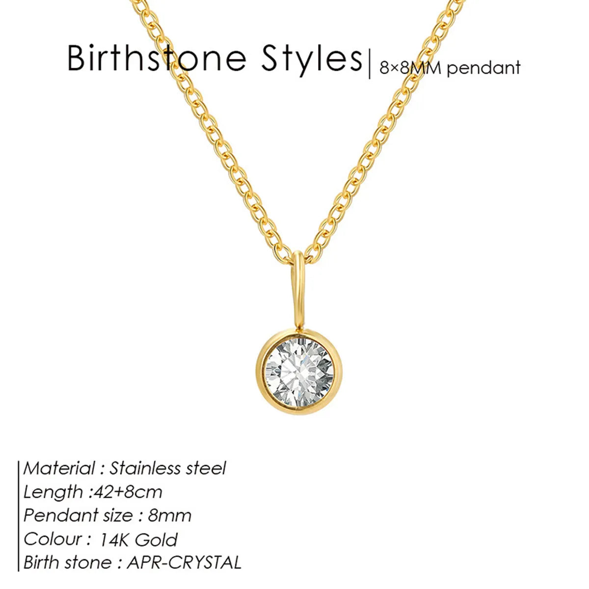 Wholesale Jewelry Simple Style Shiny Round 304 Stainless Steel Rhinestones Inlay Pendant Necklace