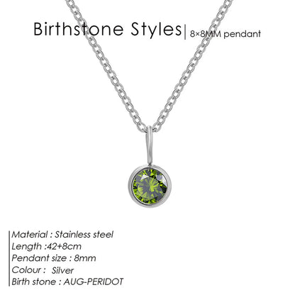 Wholesale Jewelry Simple Style Shiny Round 304 Stainless Steel Rhinestones Inlay Pendant Necklace