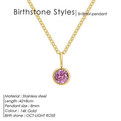 Wholesale Jewelry Simple Style Shiny Round 304 Stainless Steel Rhinestones Inlay Pendant Necklace