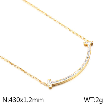 Wholesale Jewelry Simple Style Smiley Face 304 Stainless Steel 18K Gold Plated Plating Pendant Necklace