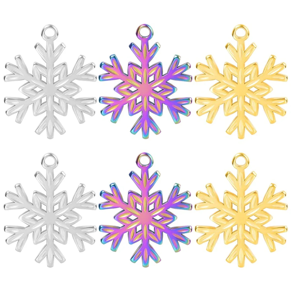 Wholesale Jewelry Simple Style Snowflake 304 Stainless Steel Plating Pendant Necklace