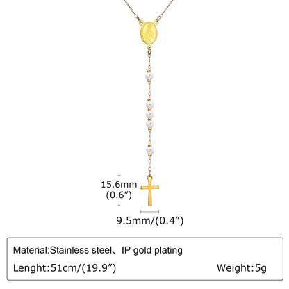 Wholesale Jewelry Simple Style Solid Color 201 Stainless Steel Beaded Pendant Necklace