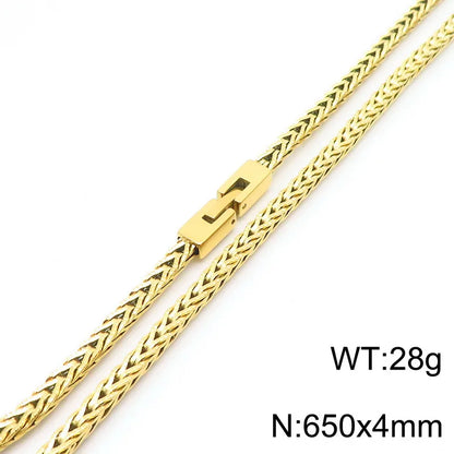 Wholesale Jewelry Simple Style Solid Color 304 Stainless Steel 18K Gold Plated Bracelets Necklace