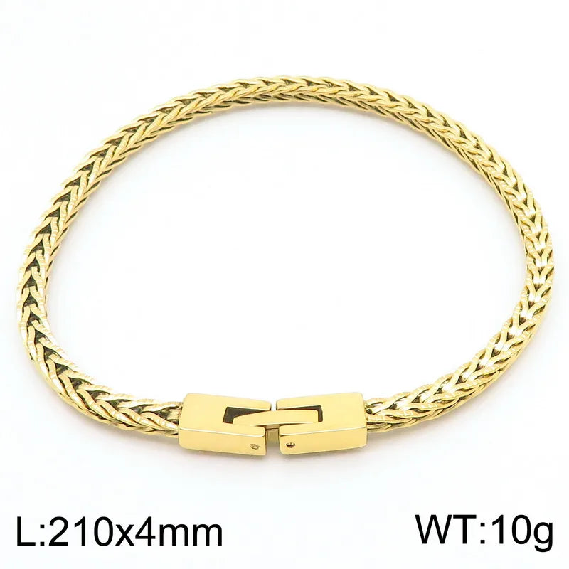 Wholesale Jewelry Simple Style Solid Color 304 Stainless Steel 18K Gold Plated Bracelets Necklace