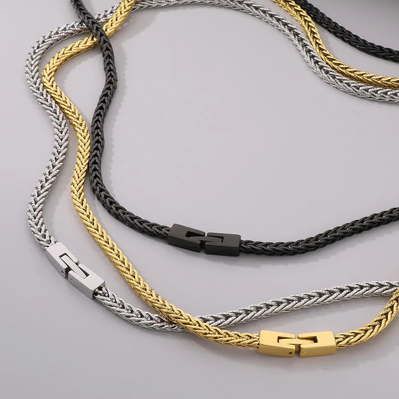 Wholesale Jewelry Simple Style Solid Color 304 Stainless Steel 18K Gold Plated Bracelets Necklace