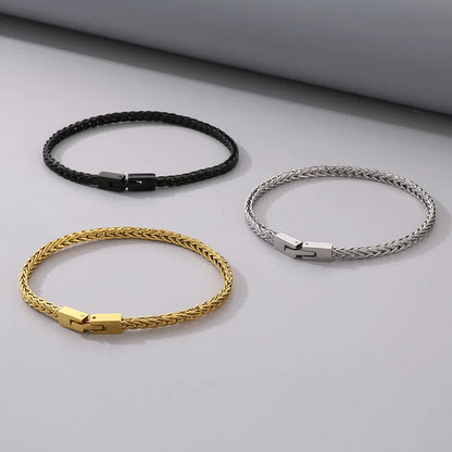 Wholesale Jewelry Simple Style Solid Color 304 Stainless Steel 18K Gold Plated Bracelets Necklace