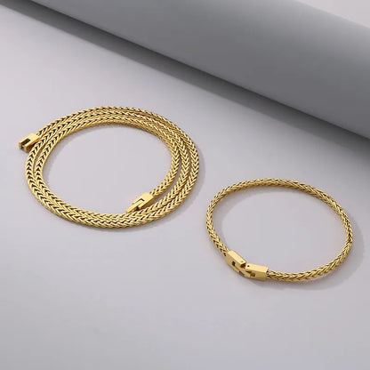 Wholesale Jewelry Simple Style Solid Color 304 Stainless Steel 18K Gold Plated Bracelets Necklace