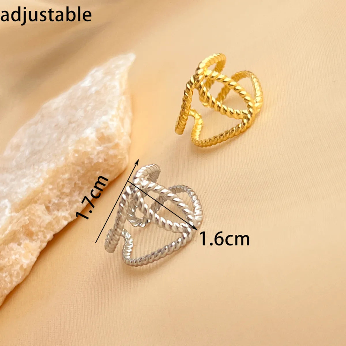 Wholesale Jewelry Simple Style Solid Color 304 Stainless Steel 18K Gold Plated Open Rings