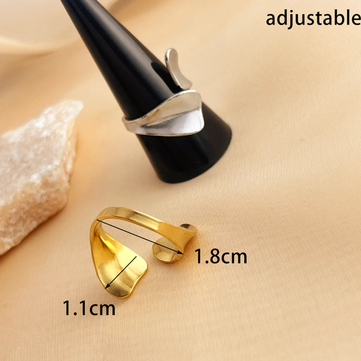 Wholesale Jewelry Simple Style Solid Color 304 Stainless Steel 18K Gold Plated Open Rings