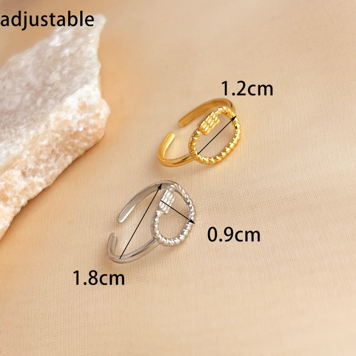 Wholesale Jewelry Simple Style Solid Color 304 Stainless Steel 18K Gold Plated Open Rings