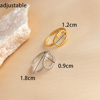 Wholesale Jewelry Simple Style Solid Color 304 Stainless Steel 18K Gold Plated Open Rings