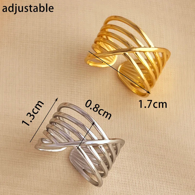 Wholesale Jewelry Simple Style Solid Color 304 Stainless Steel 18K Gold Plated Open Rings