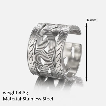 Wholesale Jewelry Simple Style Solid Color 304 Stainless Steel 18K Gold Plated Polishing Hollow Out Open Rings