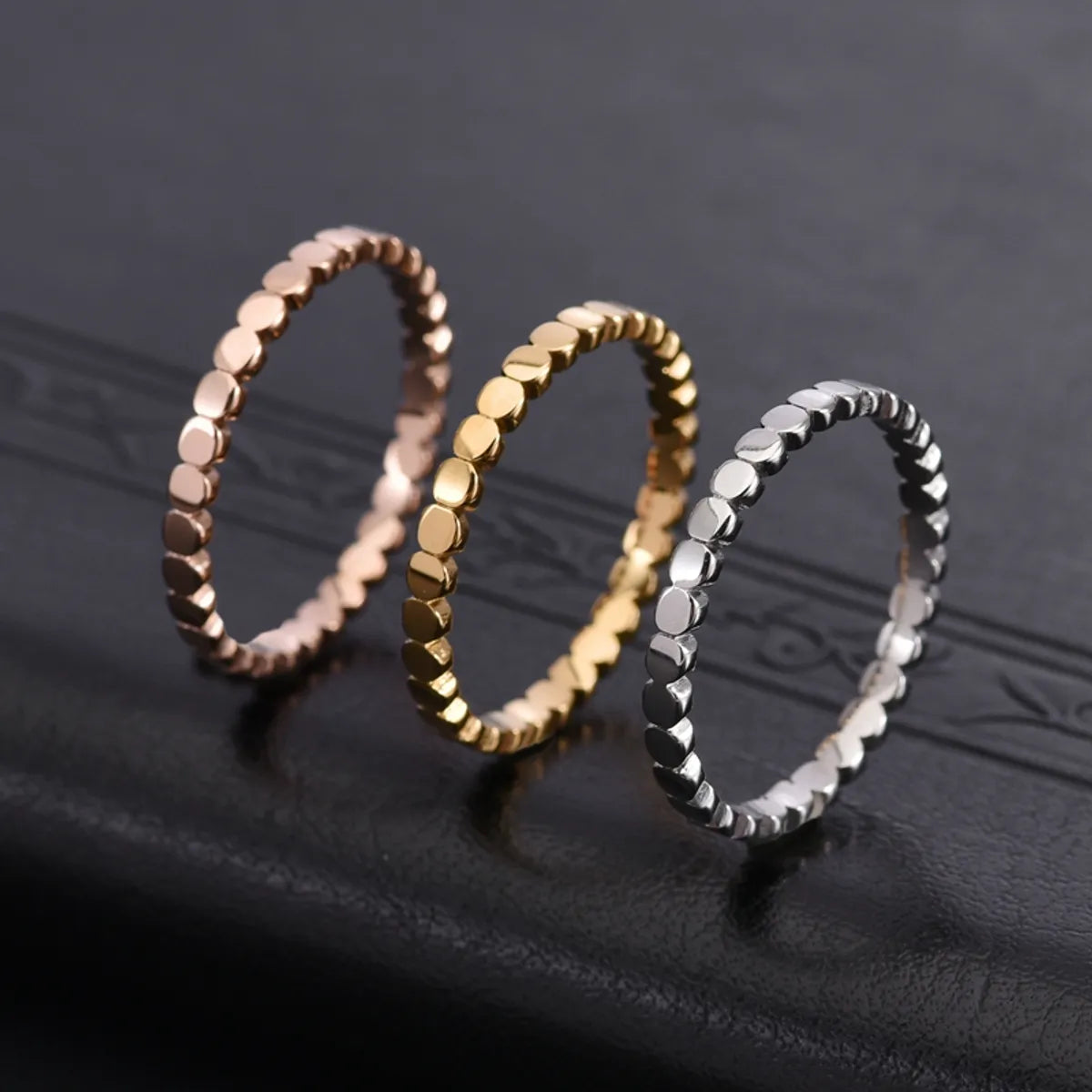 Wholesale Jewelry Simple Style Solid Color 304 Stainless Steel 18K Gold Plated Rings