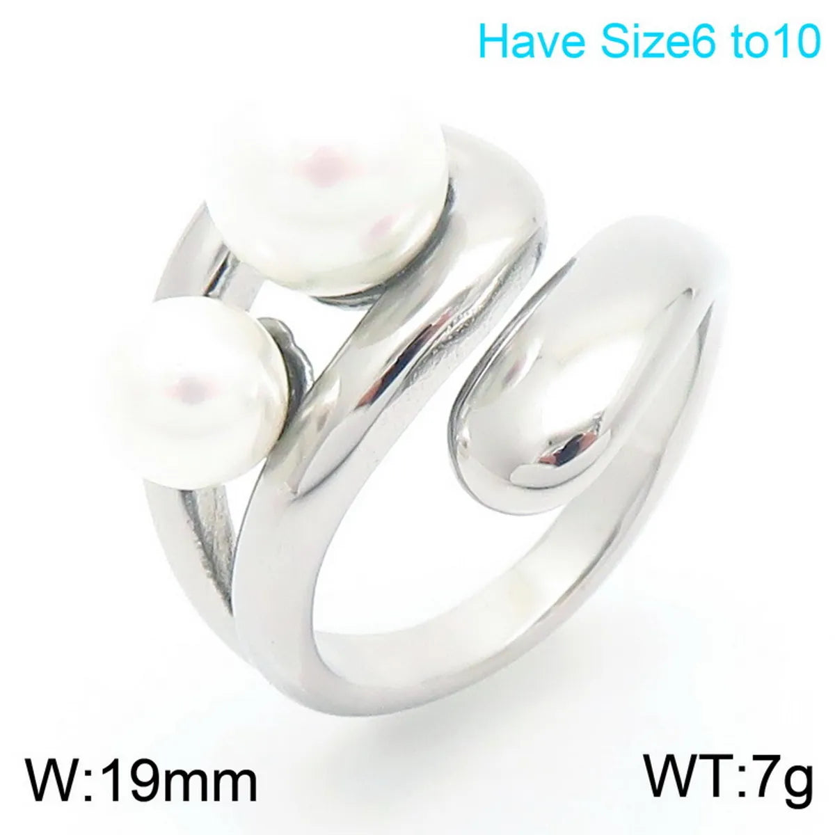 Wholesale Jewelry Simple Style Solid Color 304 Stainless Steel Pearl 18K Gold Plated Plating Inlay Rings