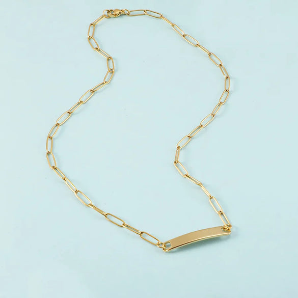 Wholesale Jewelry Simple Style Customization Laser Engraving Solid Color 304 Stainless Steel Plating Necklace Paperclip Chain