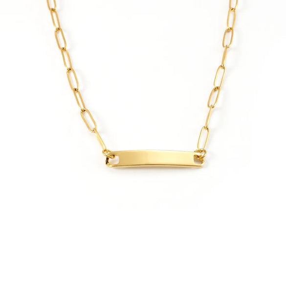 Wholesale Jewelry Simple Style Customization Laser Engraving Solid Color 304 Stainless Steel Plating Necklace Paperclip Chain