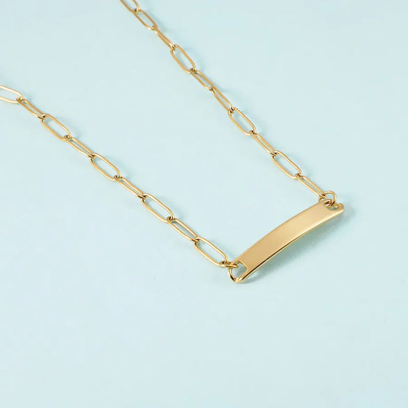 Wholesale Jewelry Simple Style Customization Laser Engraving Solid Color 304 Stainless Steel Plating Necklace Paperclip Chain
