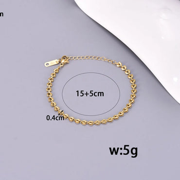 Wholesale Jewelry Simple Style Solid Color 304 Stainless Steel Titanium Steel 18K Gold Plated Bracelets Necklace