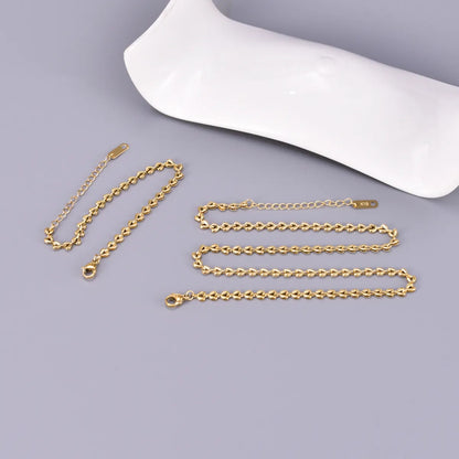 Wholesale Jewelry Simple Style Solid Color 304 Stainless Steel Titanium Steel 18K Gold Plated Bracelets Necklace