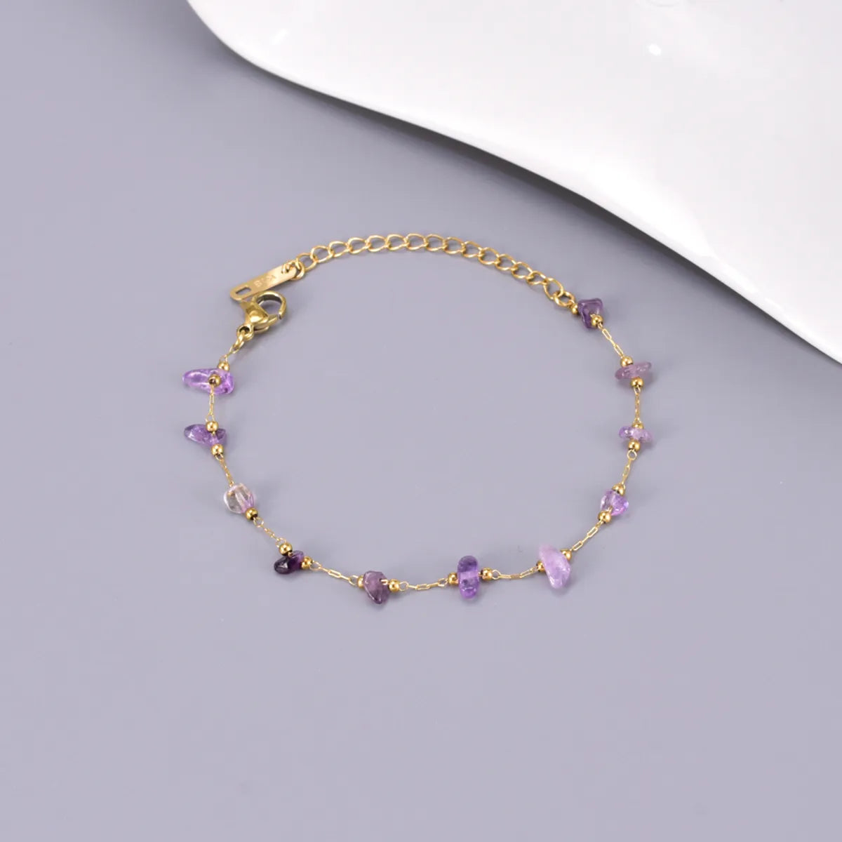 Wholesale Jewelry Simple Style Solid Color 304 Stainless Steel Titanium Steel Artificial Crystal Plating Inlay Bracelets Anklet