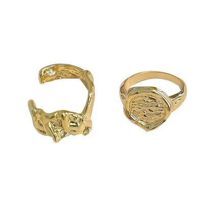 Wholesale Jewelry Simple Style Solid Color Alloy Gold Plated Irregular Plating Rings