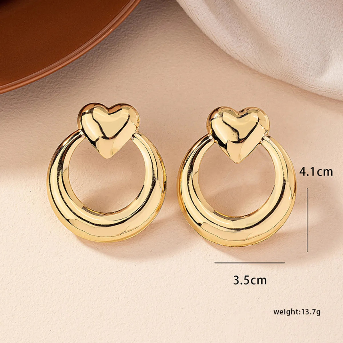 1 Pair Simple Style Solid Color Plating Hollow Out Alloy Ear Studs