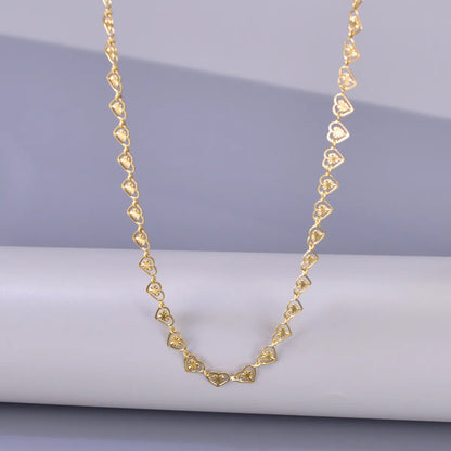 Wholesale Jewelry Simple Style Solid Color Heart Shape Titanium Steel 18K Gold Plated Plating Inlay Necklace