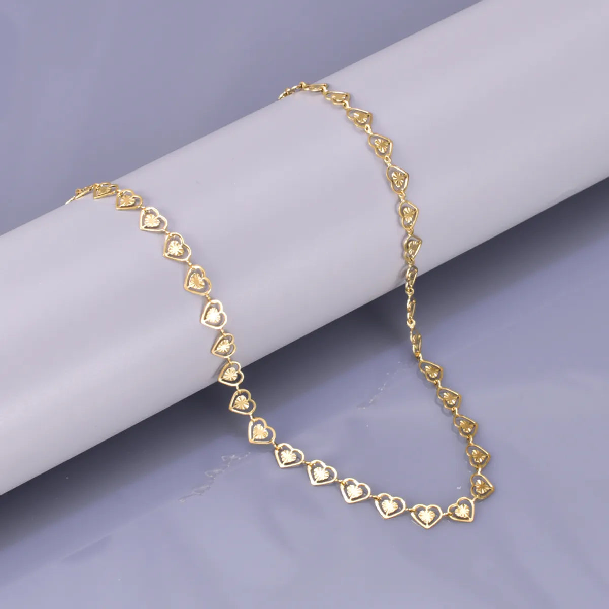 Wholesale Jewelry Simple Style Solid Color Heart Shape Titanium Steel 18K Gold Plated Plating Inlay Necklace