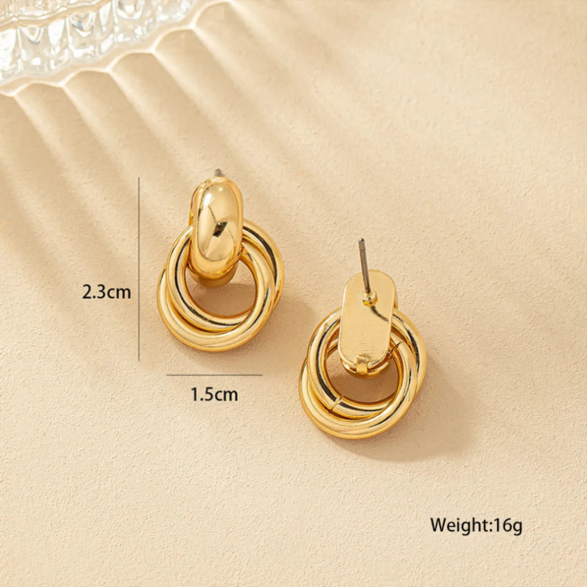 Wholesale Jewelry Simple Style Solid Color Metal Gold Plated Plating Drop Earrings