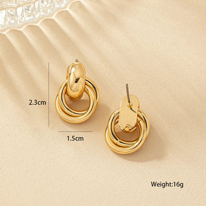 Wholesale Jewelry Simple Style Solid Color Metal Gold Plated Plating Drop Earrings