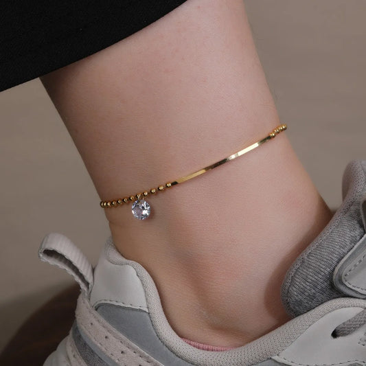 Wholesale Jewelry Simple Style Solid Color Titanium Steel Anklet