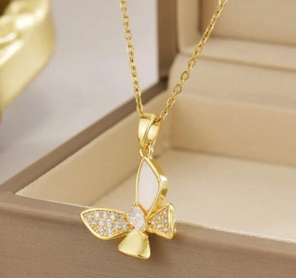 Wholesale Jewelry Simple Style Solid Color Titanium Steel Rhinestones Inlay Pendant Necklace