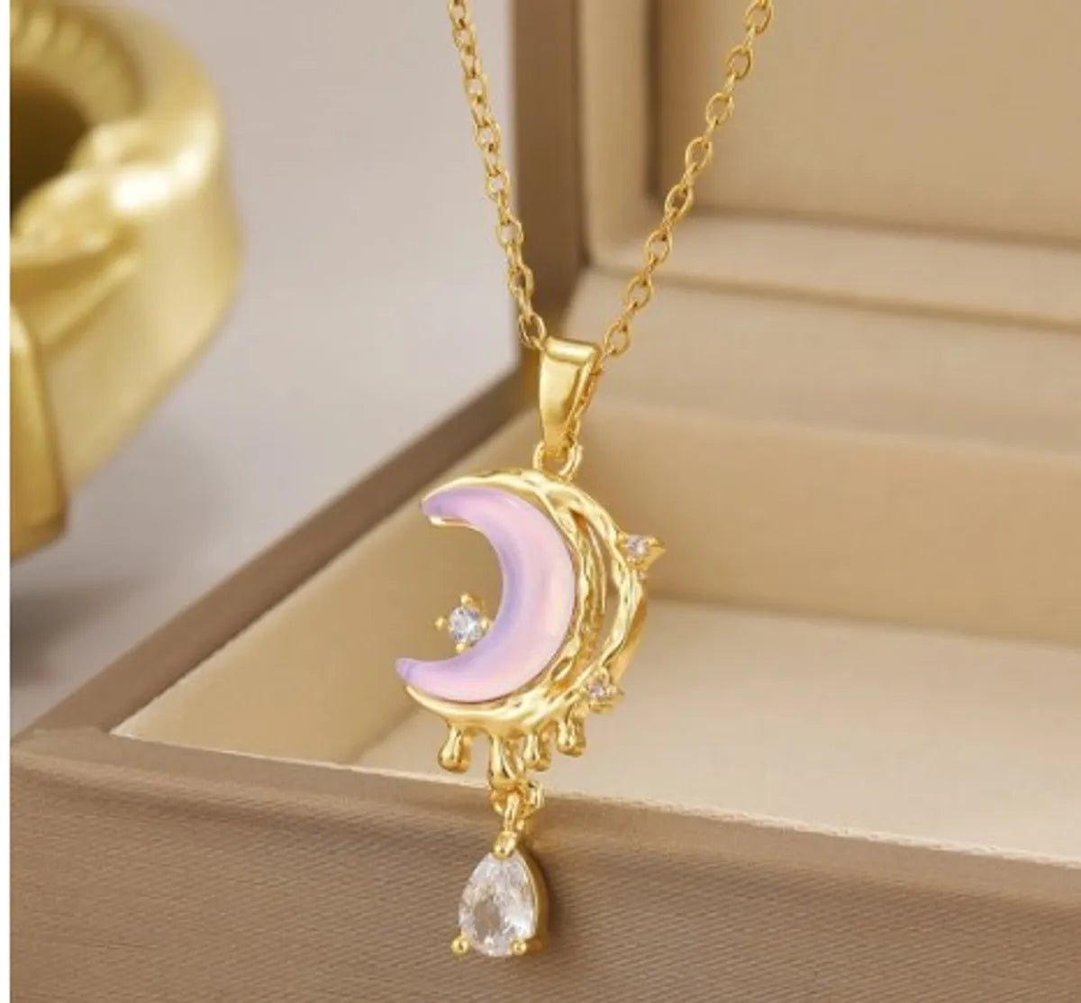 Wholesale Jewelry Simple Style Solid Color Titanium Steel Rhinestones Inlay Pendant Necklace