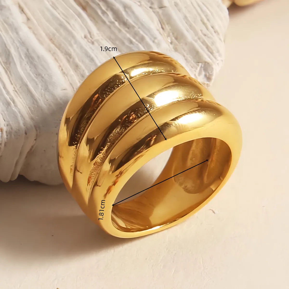 Wholesale Jewelry Simple Style Sports Solid Color 304 Stainless Steel 18K Gold Plated Rings