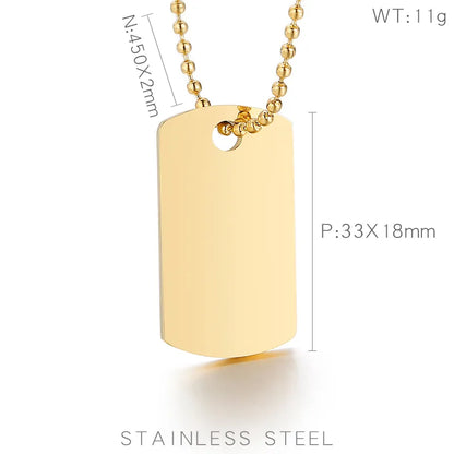 Wholesale Jewelry Simple Style Square 304 Stainless Steel 18K Gold Plated Pendant Necklace