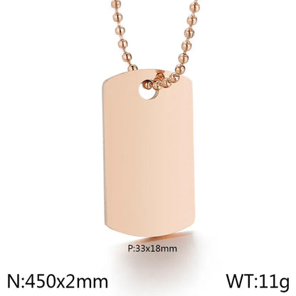 Wholesale Jewelry Simple Style Square 304 Stainless Steel 18K Gold Plated Pendant Necklace