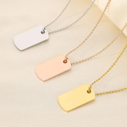 Wholesale Jewelry Simple Style Square 304 Stainless Steel 18K Gold Plated Pendant Necklace