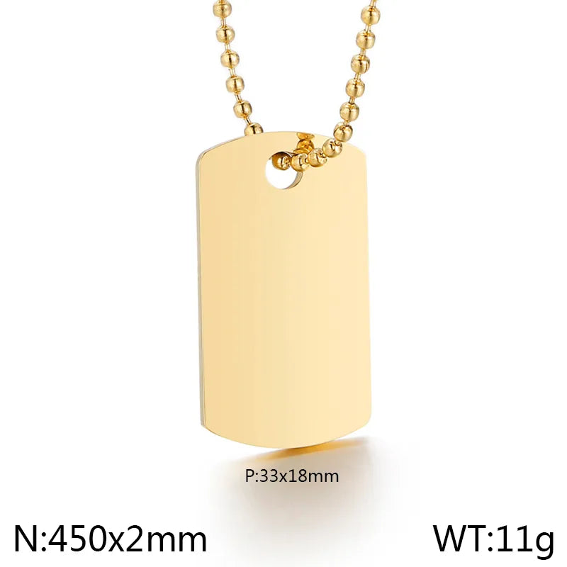 Wholesale Jewelry Simple Style Square 304 Stainless Steel 18K Gold Plated Pendant Necklace