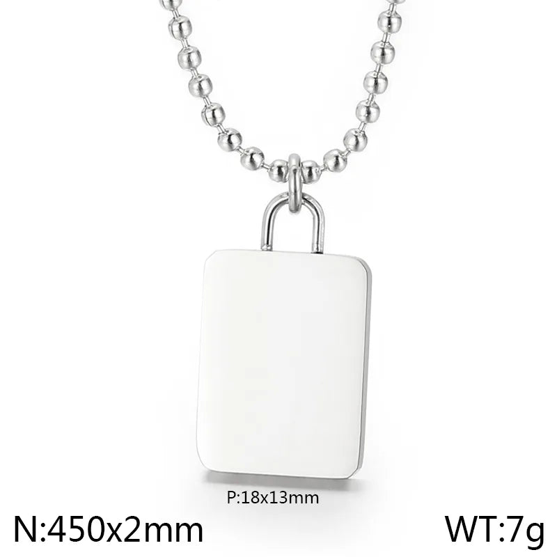 Wholesale Jewelry Simple Style Square 304 Stainless Steel 18K Gold Plated Pendant Necklace