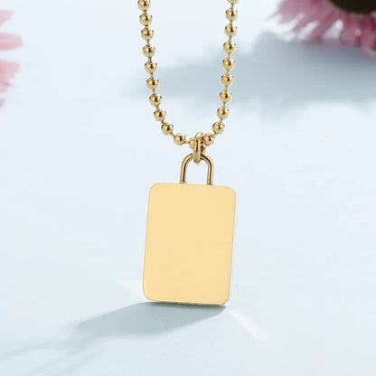 Wholesale Jewelry Simple Style Square 304 Stainless Steel 18K Gold Plated Pendant Necklace