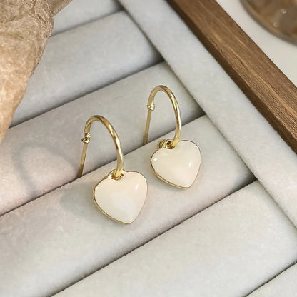 Wholesale Jewelry Simple Style Square Heart Shape Alloy Enamel Drop Earrings