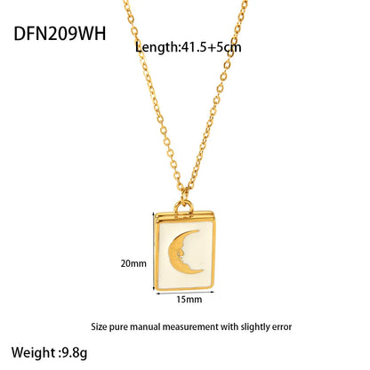 Wholesale Jewelry Simple Style Square Moon Titanium Steel Pendant Necklace