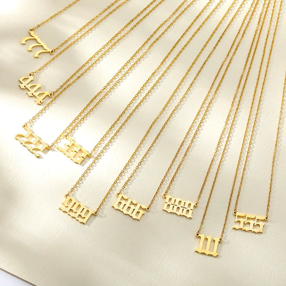 Wholesale Jewelry Simple Style Stainless Steel Ochain Necklace With Letters Numbers Text Electroplating