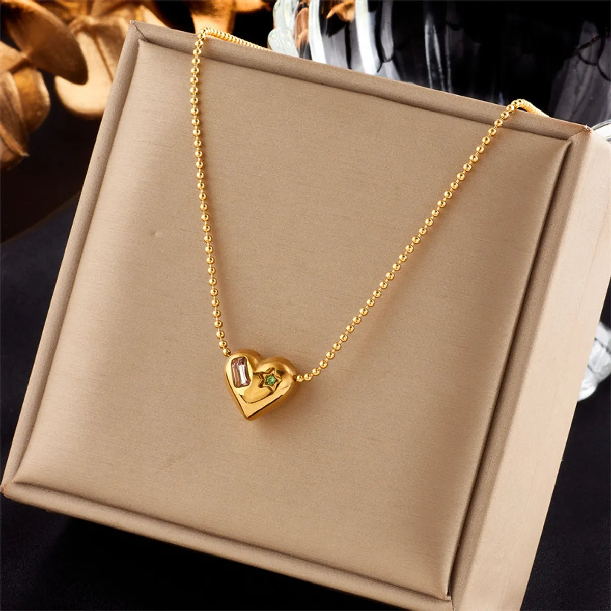 Wholesale Jewelry Simple Style Star Heart Shape Titanium Steel Plating Necklace