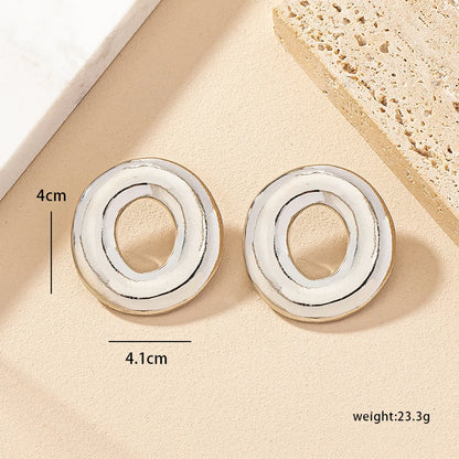 1 Pair Simple Style Streetwear Commute Oval Plating Alloy 14k Gold Plated Ear Studs